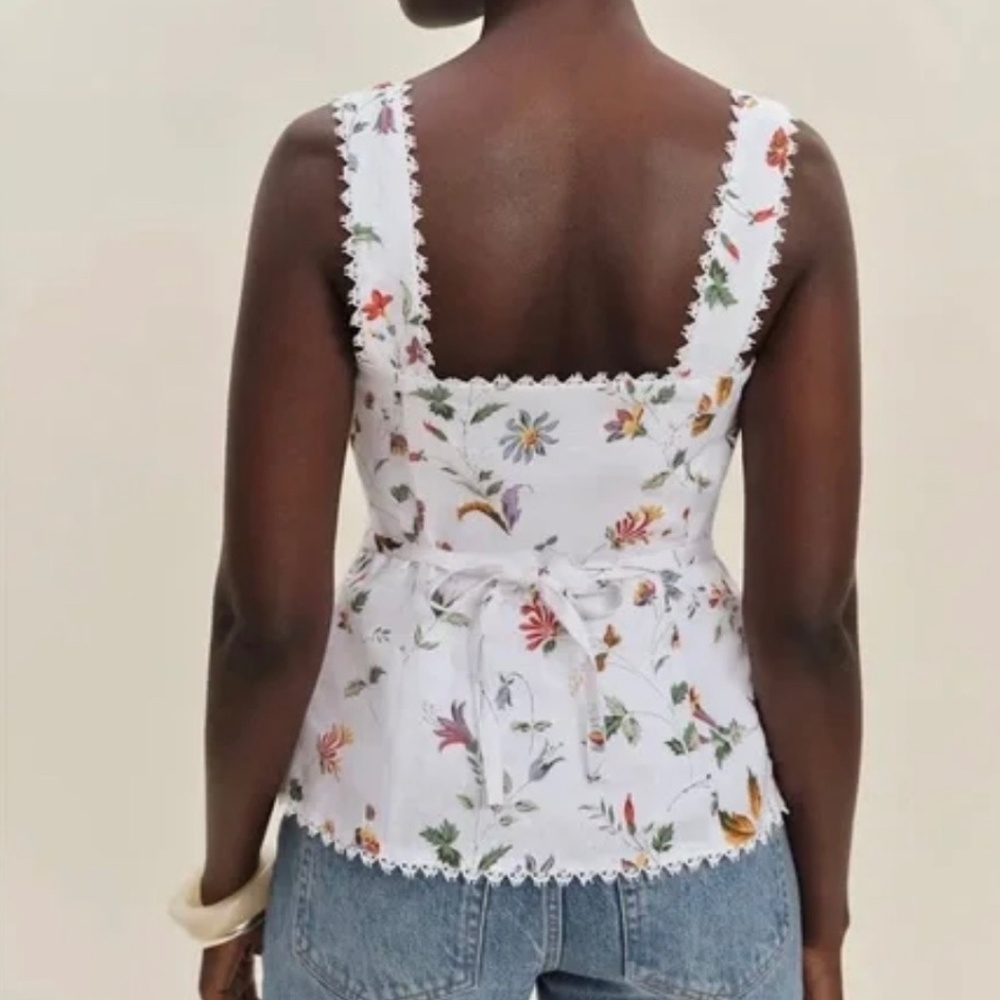 Reformation Viola Linen Top In Corsini, brand new, never worn, no flaws. - Picture 8 of 9